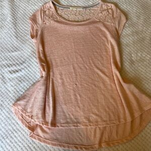 Rewind Soft Pink Lace Accent Tee